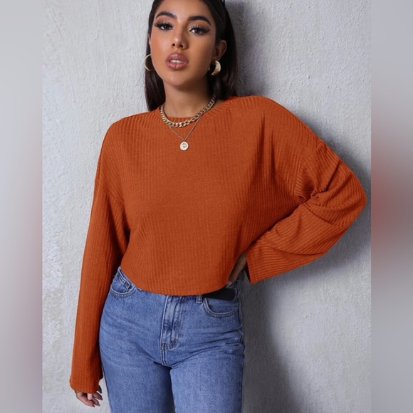 SHEIN Drop Shoulder Ribbed Top - Picture 3 of 4